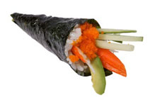 HAND ROLL wahlweise mit Lachs, Thunfisch oder Surimi mit Gurke, Avocado, Roggen