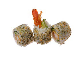 EBITEN ROLL Inside-Out mit Tempura-Garnelen mit scharfer Sauce