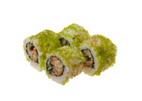 SALMONSKIN ROLL gegrillte Lachshaut mit Wasabi-Rogen und Unagi Sauce